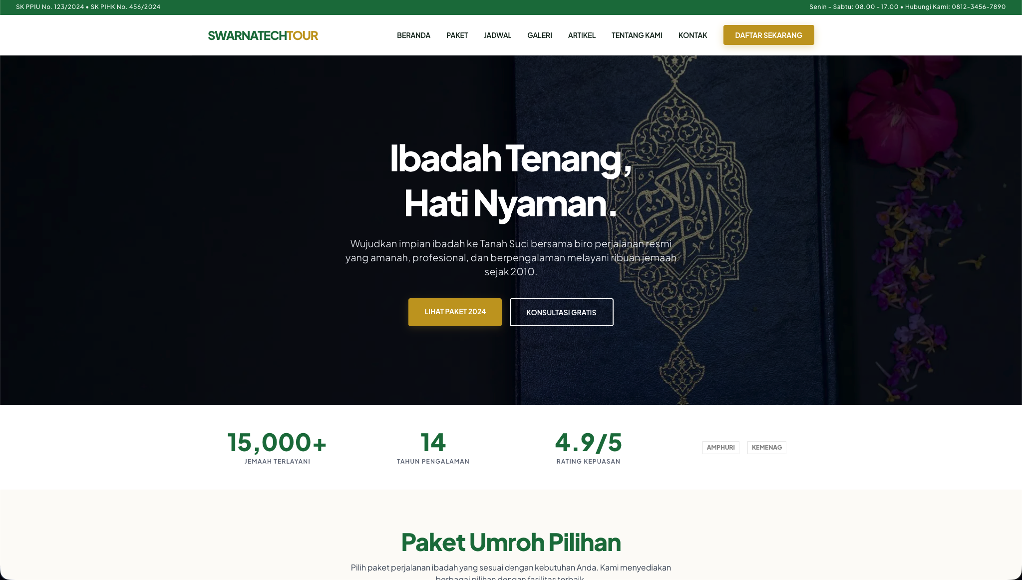 Preview template Tour/Travel Haji dan Umroh