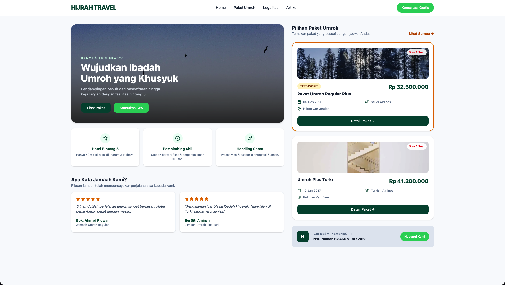Preview template Travel Haji & Umroh